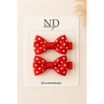 Nuviera Design Kırmızı Puantiyeli Klips Toka - 2'li Set