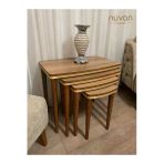 Nuvon Home Luna 4’Lü Lüx Ahşap Ceviz Zigon Sehpa