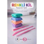 NUVVA 4lü Renkli Kil Hamuru Seti, zıplayan kil, seramik hamuru tasarım seti oyun hamuru ebeşuar