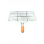 NUVVO RYL-HMR10478 Ahşap Saplı Mangal Izgarası Galvanizli Paslanmaz Kafes Demir 25 X 40 Cm