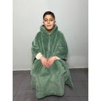 Nuvy Giyilebilir Hoodie Battaniye Çocuk Boy 5-11 Yaş - Çağla Yeşili - 115 x 115 cm