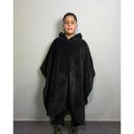 Nuvy Giyilebilir Hoodie Battaniye Çocuk Boy 5-11 Yaş - Siyah - 115 x 115 cm