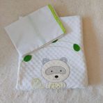 NV Sisters %100 Pamuk Koala Desenli Bebek Pike & Yastık Başı - Beyaz - Yeşil