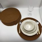NV Sisters 6 Kişilik Amerikan Servis, Hasır Supla Takımı 35*35 - 35 x 35 cm - Kahverengi