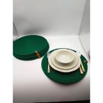 NV Sisters 6 Kişilik Amerikan Servis, Hasır Supla Takımı 35*35 - 35 x 35 cm - Koyu Yeşil