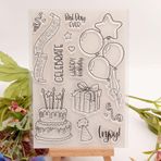 NVZBL Doğum günün kutlu olsun pasta mum şeffaf pullar kart yapımı dekorasyon DIY Scrapbooking, hediye nimet kelimeler silikon şeffaf mühür şeffaf pullar kabartma albüm dekor zanaat.