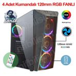 Nw 02d 4 Adet Kumandalı Rgb Işıklı Fanlı Oyuncu Gamer Bilgisayar Kasası Temper Camlı