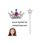 NW NessiWorld casaxmlD224-B038 Çocuklar İçin Taraklı Prenses Tacı Ve Prenses Yıldız Asa Seti Gümüş