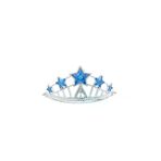 NW NessiWorld casaxmlSMR-B046-MAV Yıldız Şekilli Elsa Prenses Kraliçe Tacı Mavi Renk Çocuk Boy 5X17 Cm