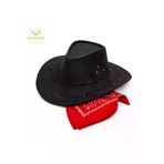 NW NessiWorld casaxmlSMR-F075-G066 Çocuk Kovboy Şapka Siyah & Kırmızı Bandana Seti