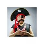NW NessiWorld casaxmlSMR0651-SET Yetişkin Boy Kadife Kaptan Jack Sparrow Korsan Şapkası Ve Plastik Korsan Göz Maskesi