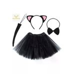NW NessiWorld peakxmlF032-PT Kedi Kulak Taç Etek Kuyruk Ve Papyon 4 Lü Set Çocuk Pembe