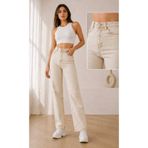 NWC Carla 90's Kadın Bej Süper Yüksek Bel Salaş Likralı Salaş Paça Denim Kot Pantolon
