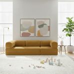 Nwin Home Linea Long 100x300 cm Modern Modüler Köşe Koltuk - Çok Amaçlı Yer Minderi Yatak Dinlenme Seti - Hardal - Sarı
