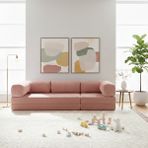 Nwin Home Linea Long 100x300 cm Modern Modüler Köşe Koltuk - Çok Amaçlı Yer Minderi Yatak Dinlenme Seti - Pudra Pembe