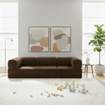 Nwin Home Linea Long 100x300 cm Modern Modüler Sünger Köşe Koltuk - Çok Amaçlı Yer Minderi Yatak Dinlenme Seti - Kahverengi