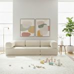 Nwin Home Linea Long 100x300 cm Modern Modüler Sünger Köşe Koltuk - Çok Amaçlı Yer Minderi Yatak Dinlenme Seti - Krem