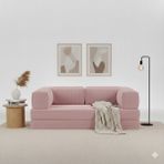 Nwin Home Linea Modüler Konfor Pratik Minder Köşe Takımı - Koltuk - Oyun Alanı - Kanepe 100*200 - Pudra Pembe