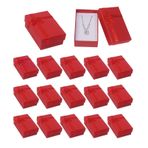 Nwvuop 15 Adet 8 × 5 × 3cm Takı için Küçük Hediye Kutuları, Kolye Küpe Hediye Kutuları Toplu, Kapaklı ve Yaylı Mücevher Hediye Kutuları, Kırmızı