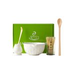 NWVUOP 5'li Matcha Çay Seti, Bambu Süpürge, Kaşık, Kürek ve Seramik Kase ile