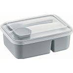 NY Home 3 Bölmeli Beslenme Kabı 920 ml Sosluklu Sızdırmaz Kapaklı Bpa Içermez Çatal Kaşık Dahil Lunch Box Bölmeli Yemek Kabı (Gri) - 0,5 x 7 cm