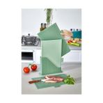 NY Home 4 Parça Plastik Kesme Tahtası Seti, Standlı, Renkli, Hijyenik, Kaymaz 3 Adet Gıda Hazırlama Tahtası 31X20 cm Sebze Et Balık Kesim Tahtası, Mutfak Düzenleyici Organizer - Ahşap