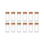 NY Home Bambu Kapaklı Cam Baharatlık Seti 12 Adet, Şeffaf Kare Baharat Kavanozu, Plastik Delikli Iç Kapaklı Kontrollü Döküm Sistemi, 11X4X4 cm Mutfak Düzenleyici Baharat Saklama Kabı Seti