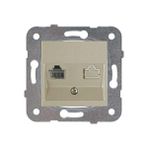 NY Home Bronz Tekli Nümeris Cat3 Mekanizma+Düğme Kapak - 1 Adet - Ahşap