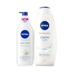 NY Home Creme Soft Kremsi Dokunuş Duş Jeli 750ML ve Aloe Vera Derinlemesine Nemlendirici Vücut Losyonu 400ML - Option-1