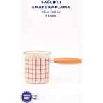 NY Home Cupid Kareli Emaye Ahşap Saplı Cezve (500ML-6 Kişilik) - 0,1 kg