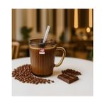 NY Home Kapaklı Pipetli Cam Kupa Bardak Çay Kahve Meşrubat Tatlı Bardağı Kahverengi 370 ml - 0 - Siyah