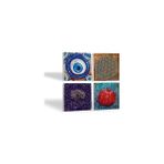 NY Home Nazar, Yaşam Çiçeği, Hayat Ağacı, Nar Taş Bardak Altlığı Seti - 4 Parça - Dekoratif, Rustik Mutfak Aksesuarı, 10X10 Cm, Kaydırmaz Tabanlı, Şık ve Dayanıklı SC464 - Kestane Akaju - Option-1