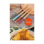 NY Home Pratik Yıkanabilir Kore Çin Yemek Çubuğu 10 Çift Desenli Bambu Chopstick - 01P-Pembe