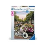 NY Home Puzzle 17596 - Amsterdam'da Bisiklet ve Çiçekler - 1000 Parçalı - 01-Mavi