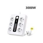 NY Home Termal Akım Korumalı 3000W 3.6 Amper 6 Lı Priz 2 Metre Uzatma Kablosu Çoklu Priz 4 USB 2 Type C Pd Girişli Hızlı Şarj Istasyonu - 1 Adet - Ahşap