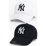 Ny New York Nakış Unisex Beyzbol Beyaz ve Siyah Şapka Kadın Şapka Erkek Şapka Yazlık Şapka - Standart - Beyaz - Siyah