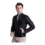 Nyc Erkek Motorcu Tarzı Mont Slim Fit Kesim Günlük Model Deri Kapitone - Siyah - 2XL