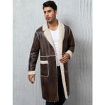 Nyc Giyim Tekstil Eskitme Uzun Kaban Içi Yakası Kürklü Hakiki Deri - 2XL - 0-Kahverengi