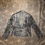 Nyc Giyim Tekstil Hakiki Deri Kadın Ceket Slim-Fit Biker Şeytan Figürlü Mont