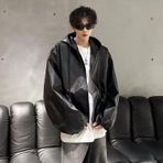 Nyc Giyim Tekstil Ultra Ovarsize Hakiki Deri Unisex Hip Hop Mont