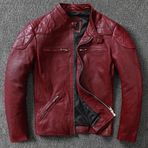 Nyc Giyim Tekstil Vintage Motosiklet Şarap Kırmızı Renk Hakiki Deri Mont