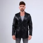 Nyc Hakiki Deri Blazer Klasik Ceket Punto Dikişli - Siyah