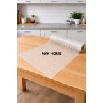 NYK HOME Pvc deliksiz altı Şeffaf kaplama Dantel Raf Örtüsü Dolap Örtüsü KREM RENK