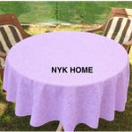 NYK Home Pvc Muşamba Dantel Görünümlü Kaymaz Sıvı Geçirmez Deliksiz Mutfak Masa Örtüsü Çiçek Motifli - Lila - 150 cm