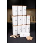 Nyl Home 12'li 250 ml Vakumlu Bambu Ahşap Kapaklı Porselen Görünümlü Akrilik Baharatlık Kaşık Etiket Hediyeli