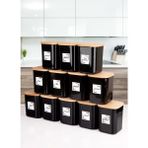 Nyl Home 12'li 900 ml Siyah Ahşap Vakumlu Kapaklı Akrilik Saklama Kavanozu Kabı ve Kutusu 900 ml Etiketli