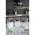 Nyl Home 3 Lü Ahşap Vakumlu Kapaklı Un Tuz Şeker Saklama Kutusu Kavanozu 3000 ml Akrilik