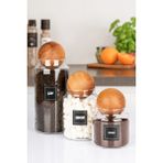 Nyl Home 3'lü Ahşap Top Kapaklı Çay Şeker ve Kahve Kavanozu Saklama Kabı Cam 600-900-1400 ml