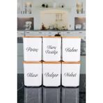 Nyl Home 6'lı Porselen Görünümlü Kare Ahşap Vakumlu Kapaklı Akrilik Erzak Saklama Kabı Baharatlık 900 ml