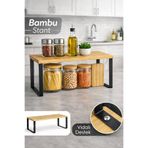 NYL HOME Dekoratif Metal & Bambu Raf - Mutfak Banyo Düzenleyici Makyaj Parfüm Organizeri Stant 50x15,5cm